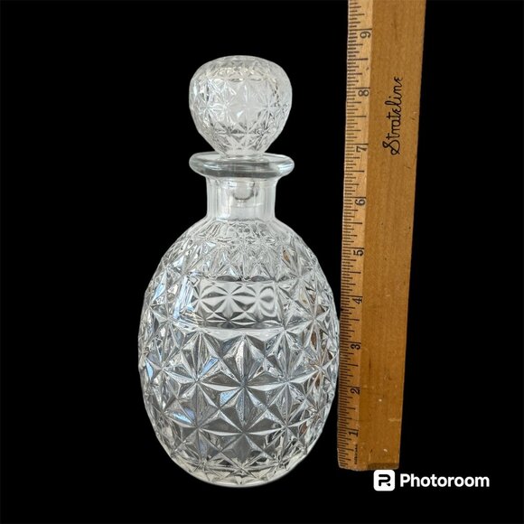 Vintage Pressed Glass Decanter With Stopper - 9 Inches Tall - Picture 2 of 6